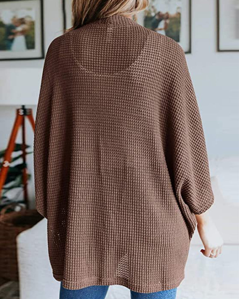 Einfarbiger Cardigan mit 3/4-Ärmeln