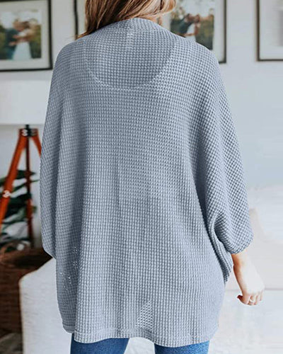 Einfarbiger Cardigan mit 3/4-Ärmeln