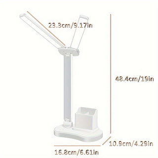 Verstellbare LED-Schreibtischlampe – Doppelköpfe, USB, Touch-Steuerung