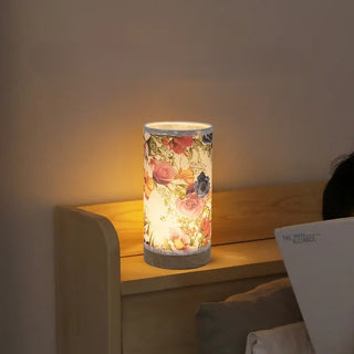 Elegante Florale Led Nachttischlampe mit Holzsockel