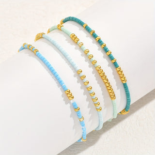 4-teiliges Boho-Perlenarmband-Set – Handgefertigt, Dehnbares Mehrschichtiges Design