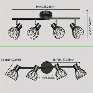 Kimjo 4-Wege Rotierbare Deckenstrahler mit Schwarzem Käfig
