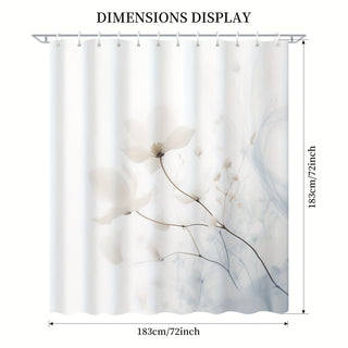 Eleganter Weißer Duschvorhang mit Blumenmuster und 12 Haken