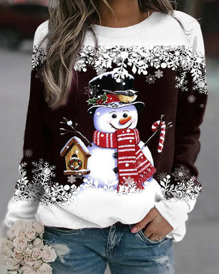 Mehrfarbiges Weihnachts-Sweatshirt mit Schneemann-Aufdruck