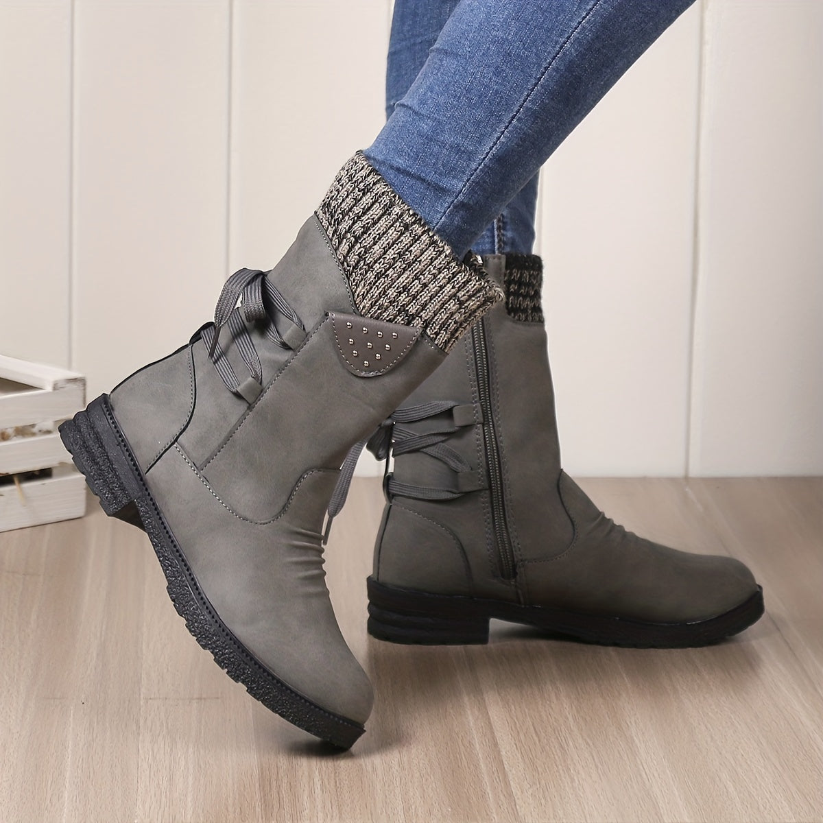 Warme Mid-Calf Stiefel aus rutschfestem Samt