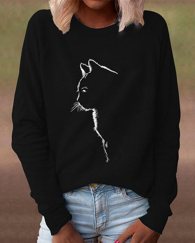 Sweatshirt mit Katzen-Print