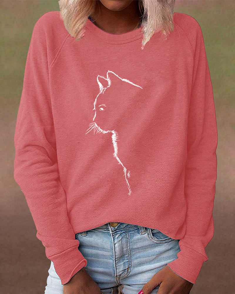 Sweatshirt mit Katzen-Print