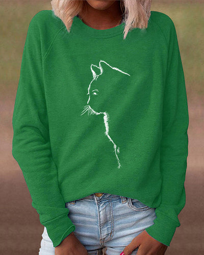 Sweatshirt mit Katzen-Print