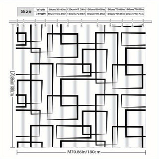 Eleganter Minimalistischer Duschvorhang – Schwarz & Weiß Geometrisch