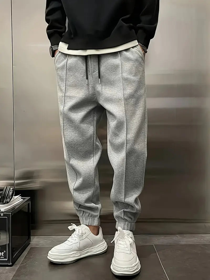 Fleece-Lined Casual Joggers für Herren  Kordelzugbund, Strick-Polyester