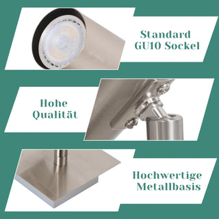 4-flammige Nickel-Deckenlampe 330° Drehbar, GU10 Kompatibel