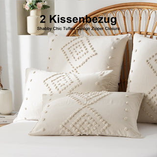 Boho Bettwäsche Set 2/3-teilig – Geometrisch, Getuftet, Wendebettwäsche