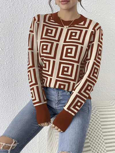 Damenpullover mit Geometrischem Muster – Viskosemix, Casual