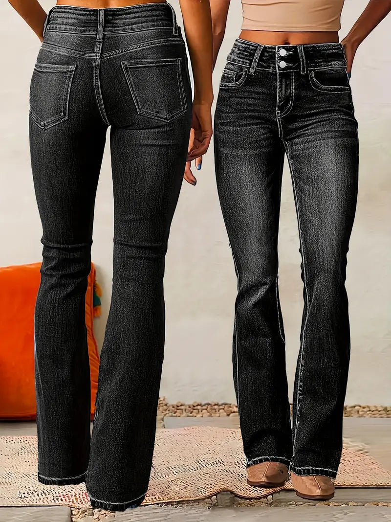 Skinny-Jeans mit hoher Taille - Stretch-Baumwollmischung