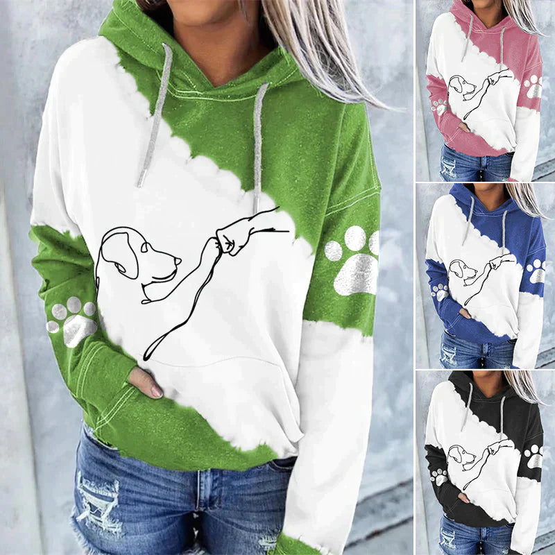 Amora Trendiger lockerer Hoodie mit Hundeaufdruck