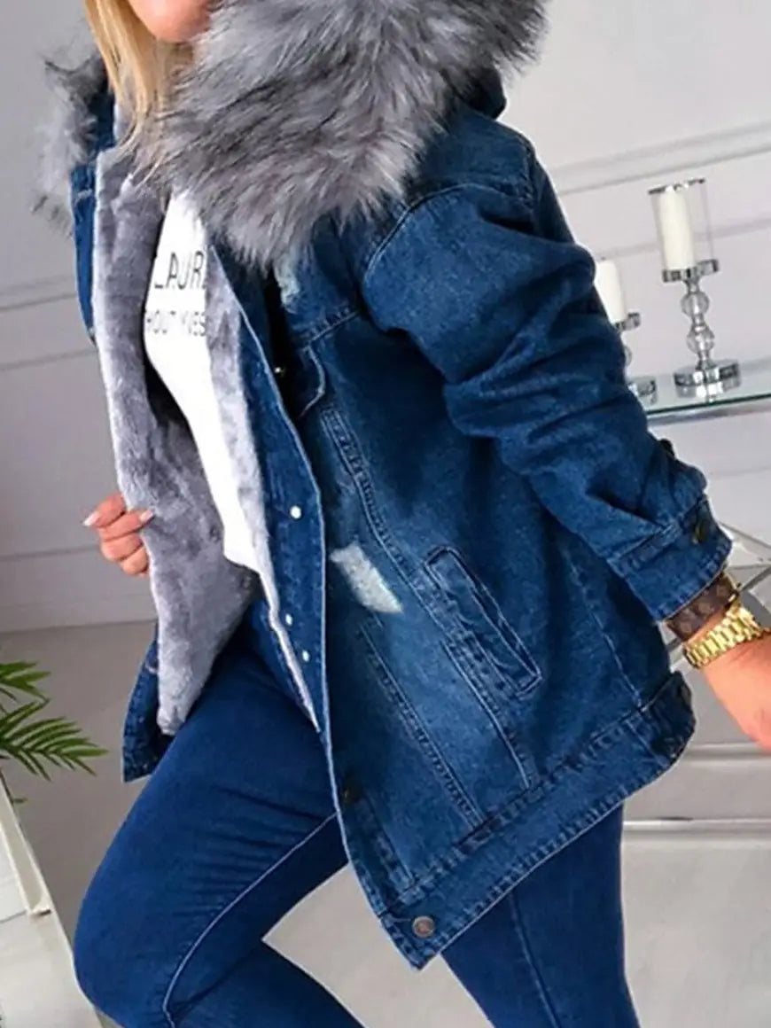 Belle Jeansjacke mit Pelz