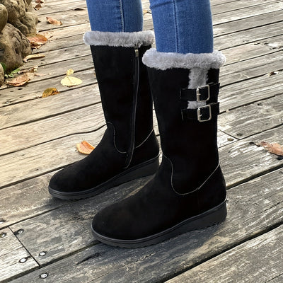 Warm gefütterte Fuzzy-Schneestiefel für Frauen