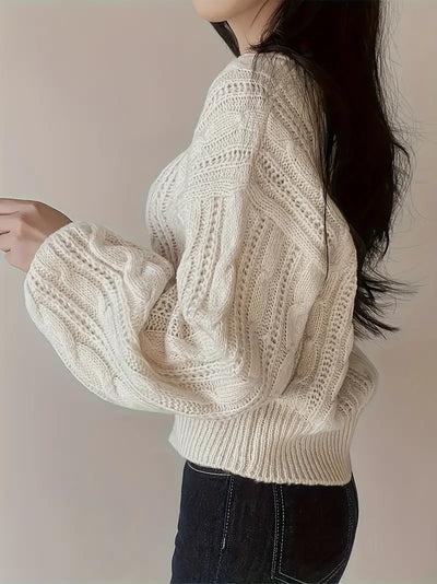 Damen Pullover aus Kabelstrick – Gemütlicher Langarm-Pullover