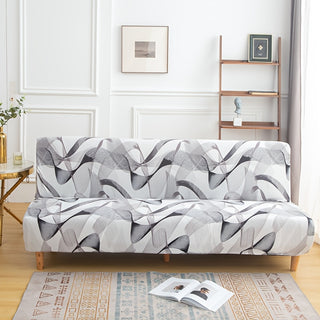 Weißer Wellenmuster Stretch Sofa Bettbezug