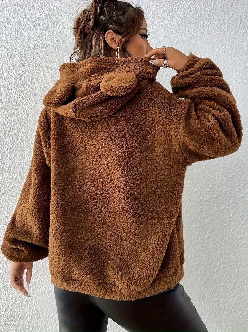 Teddybär-Kapuzenpulli – Kuscheliger Pullover mit Taschen