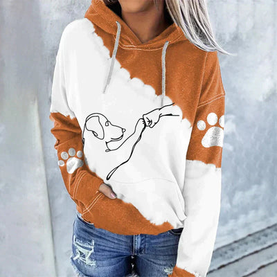 Amora Trendiger lockerer Hoodie mit Hundeaufdruck