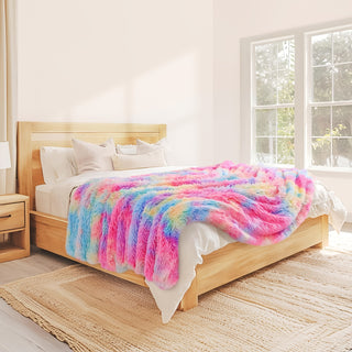 Regenbogen-Kunstpelz-Decke – Weich, Flauschig & Waschbar für Sofa & Bett