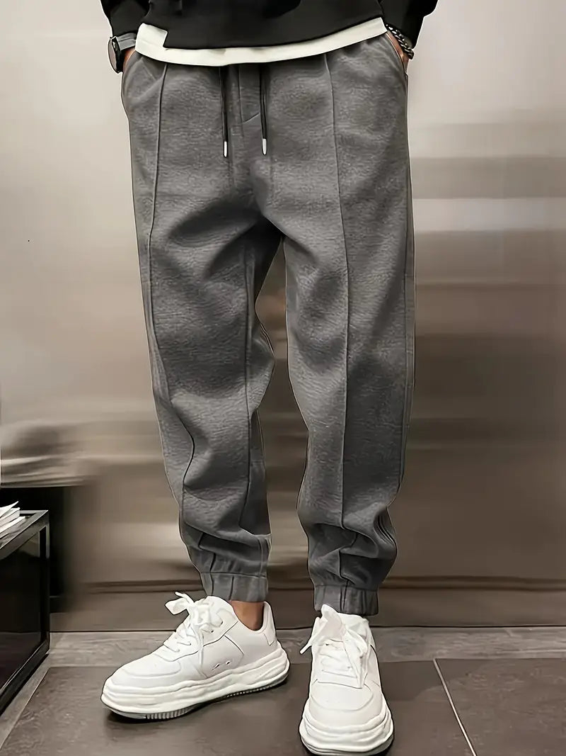 Fleece-Lined Casual Joggers für Herren  Kordelzugbund, Strick-Polyester