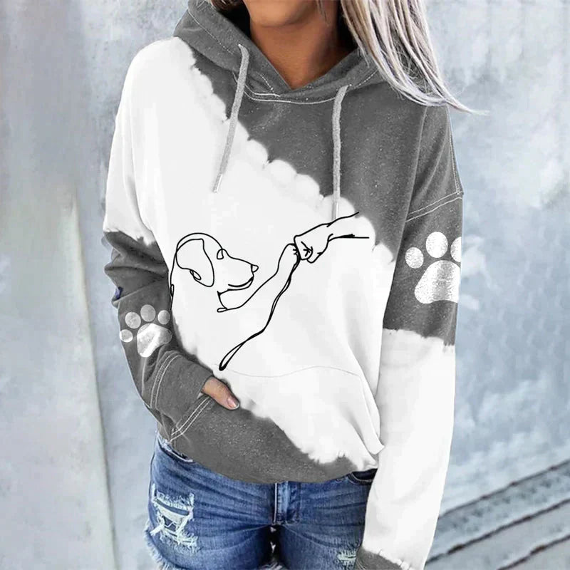 Amora Trendiger lockerer Hoodie mit Hundeaufdruck