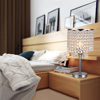 Elegante Kristall-Nachttischlampe mit Rundstand für Schlafzimmer & Wohnzimmer