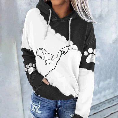 Amora Trendiger lockerer Hoodie mit Hundeaufdruck