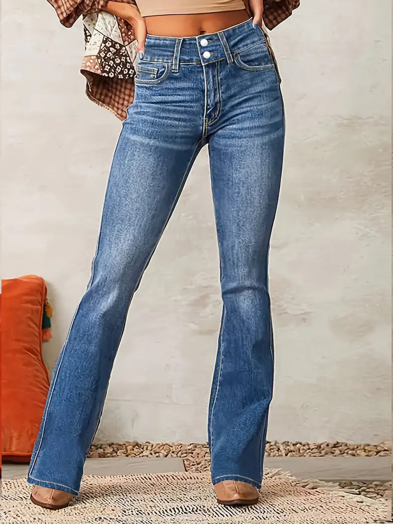 Skinny-Jeans mit hoher Taille - Stretch-Baumwollmischung