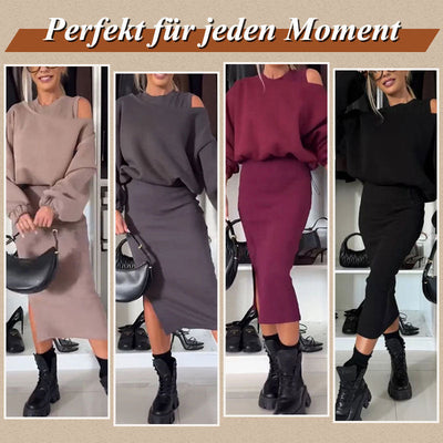 Schräges Sweatshirt-Kleid-Set für Frauen