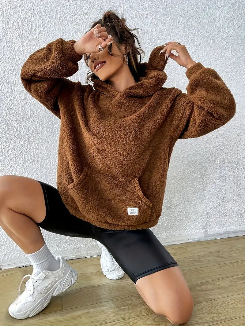 Teddybär-Kapuzenpulli – Kuscheliger Pullover mit Taschen