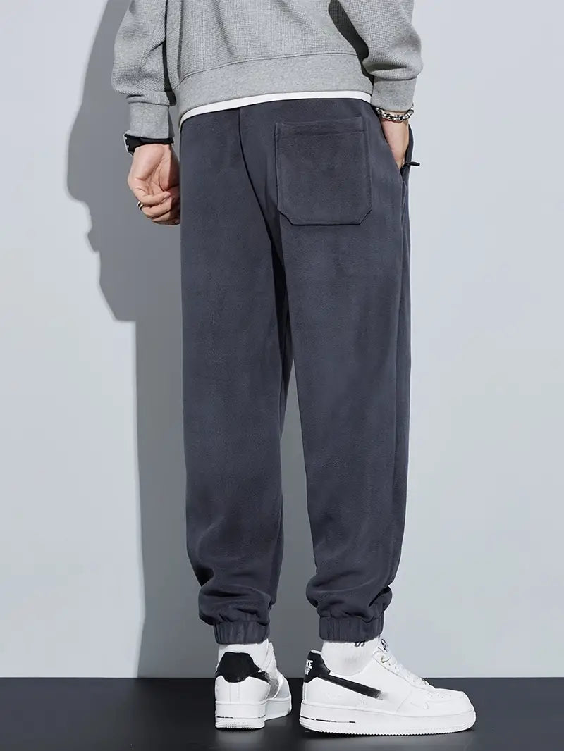 Thickened Fleece Jogger Pants für Herren – Warme Slim Fit Jogginghose mit Zipper-Taschen