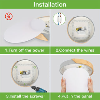 Kimjo LED Holzdeckenleuchte 24W – Kalt- & Warmweiß, 30cm, 2400LM