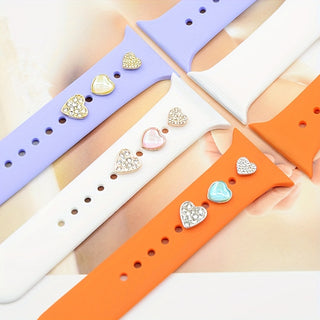 Süße Herz-Uhrenarmband-Nieten – Glitzernde Strass Smartwatch-Accessoires