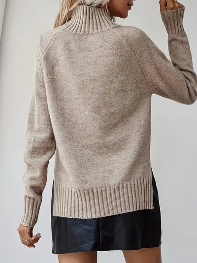 Rollkragenpullover mit Schlitzsaum – Lässiger Strickpullover