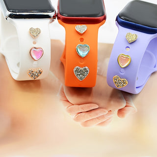 Süße Herz-Uhrenarmband-Nieten – Glitzernde Strass Smartwatch-Accessoires