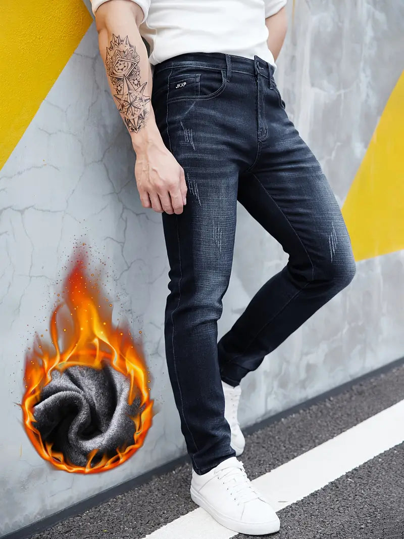 Herren Winterjeans – Slim Fit, Fleecegefüttert, Gerade Beinlinie