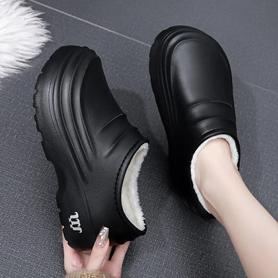 Damen Winter Clogs – Fleecegefütterte, Rutschfeste Slipper, Dicke Sohle