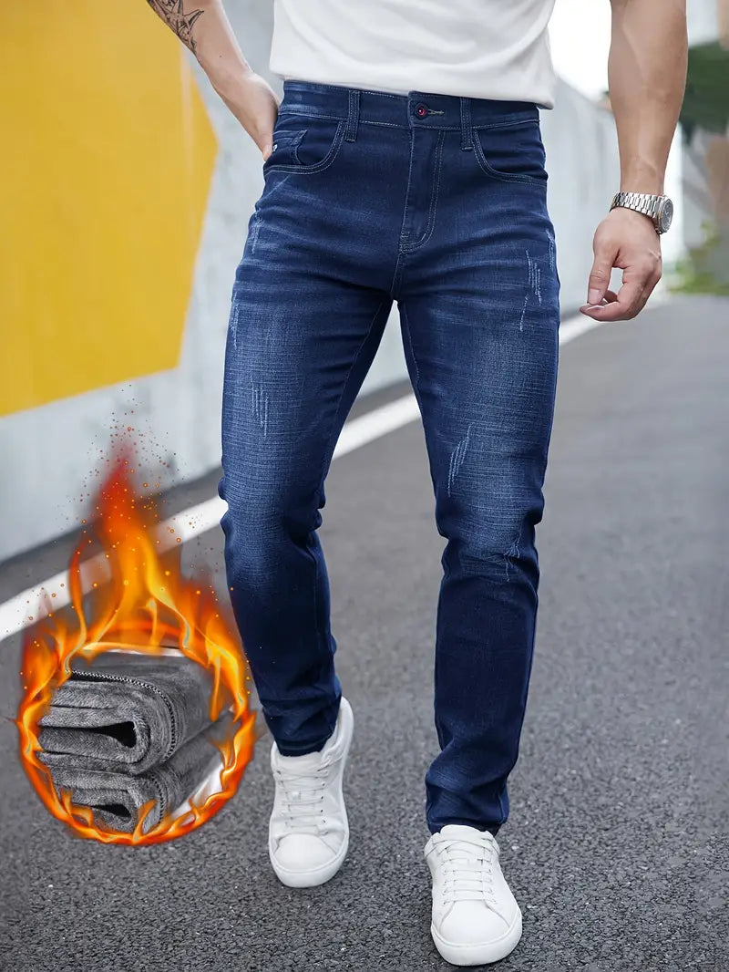 Herren Winterjeans – Slim Fit, Fleecegefüttert, Gerade Beinlinie