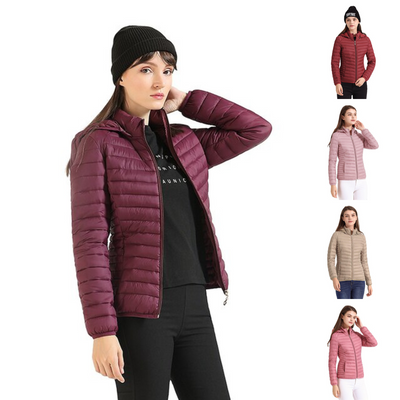 Celine - Ultraleichte gepolsterte Pufferjacke Mantel mit abnehmbarer Kapuze Outdoor