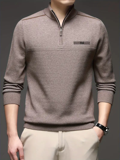 Casual Viskose-Mix Pullover – Hoher Kragen, Reißverschluss