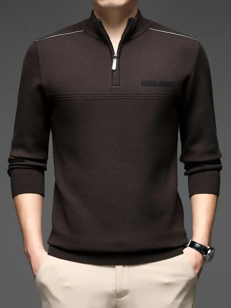 Casual Viskose-Mix Pullover – Hoher Kragen, Reißverschluss