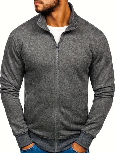 Herren Polyester Fleece Zip-Up Sweatshirt – Casual Strickstoff