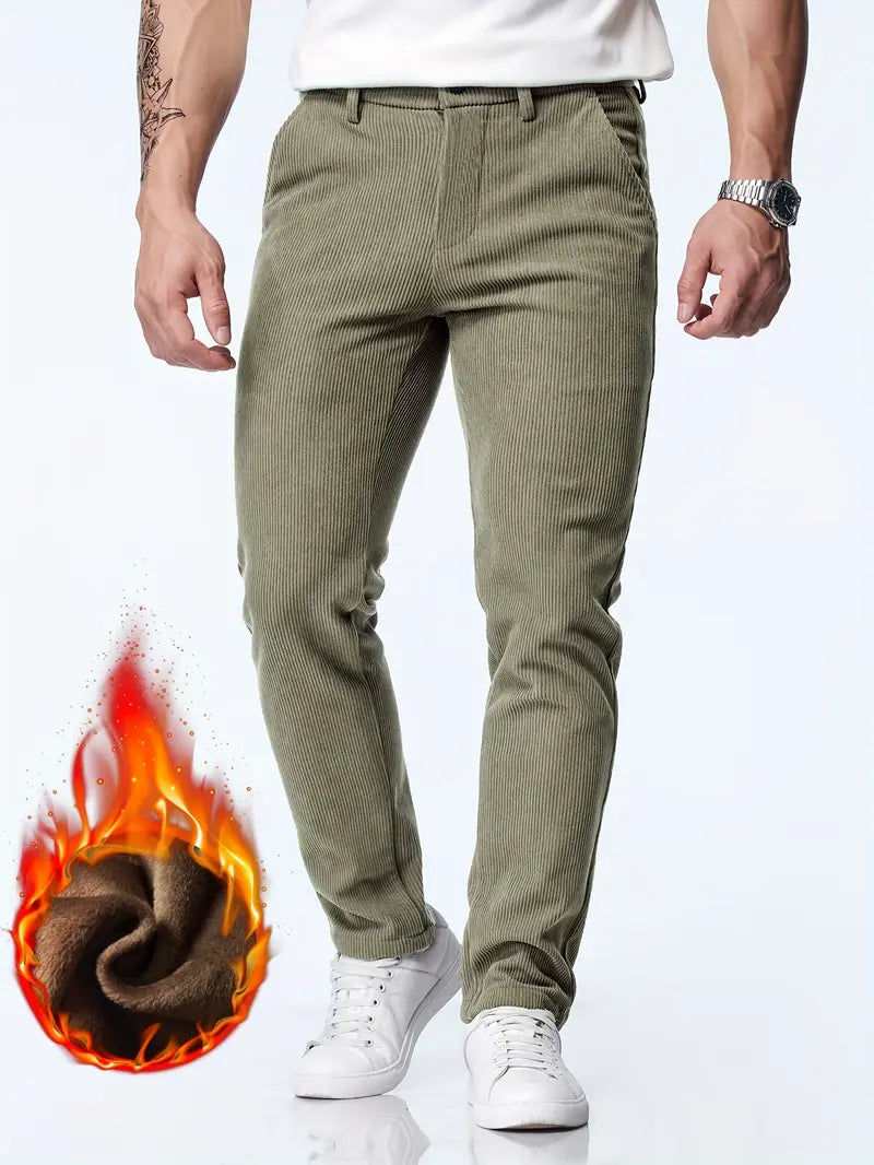 Herren Thermohose aus Cord – Fleecegefüttert, Slim Fit, Modisch