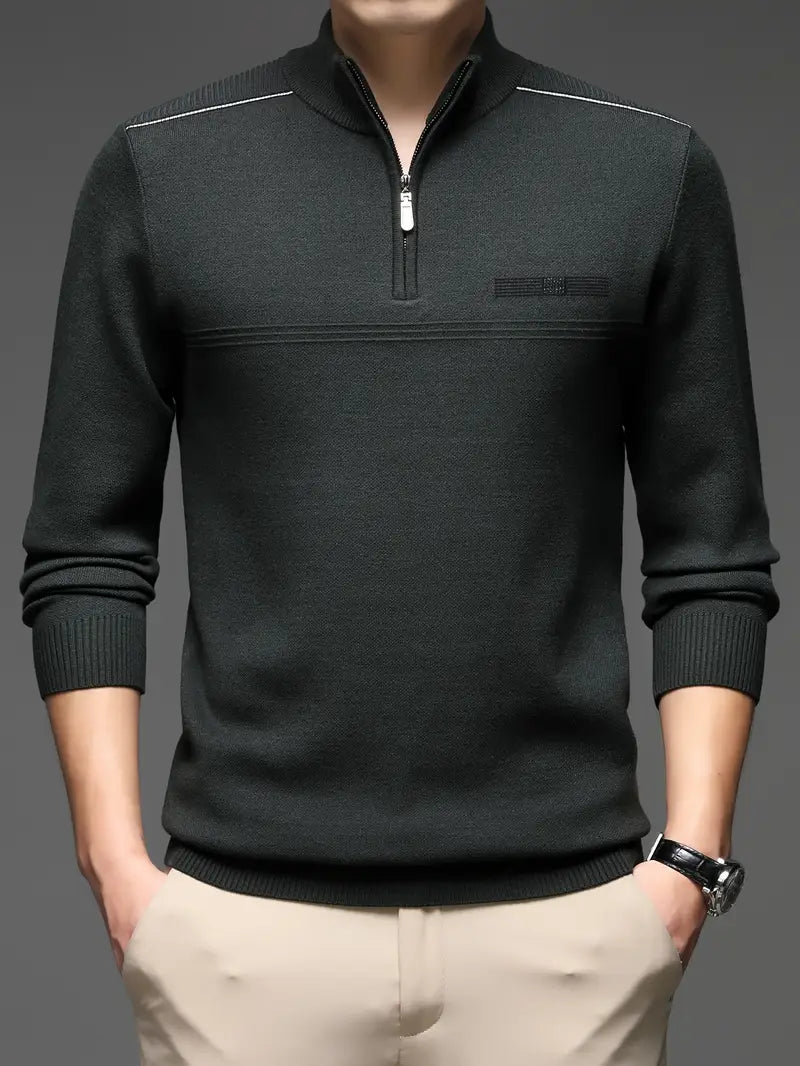 Casual Viskose-Mix Pullover – Hoher Kragen, Reißverschluss