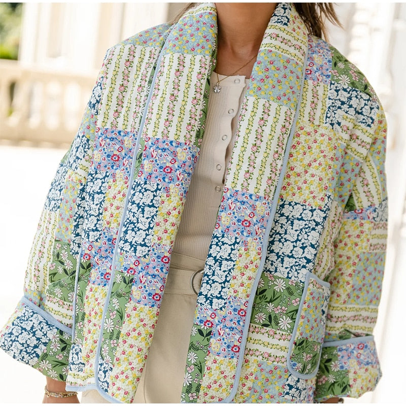 Bedruckte Patchwork-Jacke