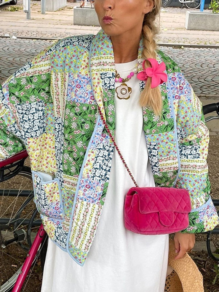 Bedruckte Patchwork-Jacke