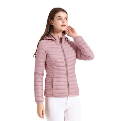 Celine - Ultraleichte gepolsterte Pufferjacke Mantel mit abnehmbarer Kapuze Outdoor